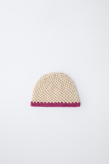Zara Шапка из трикотажа с контрастным краем купить с доставкой.