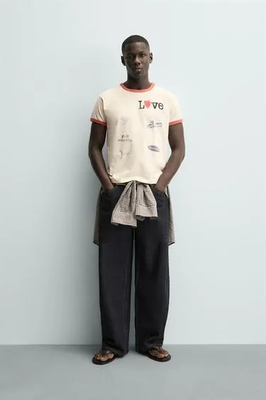 Футболка в рубчик с контрастным сердцем- Заказать в России