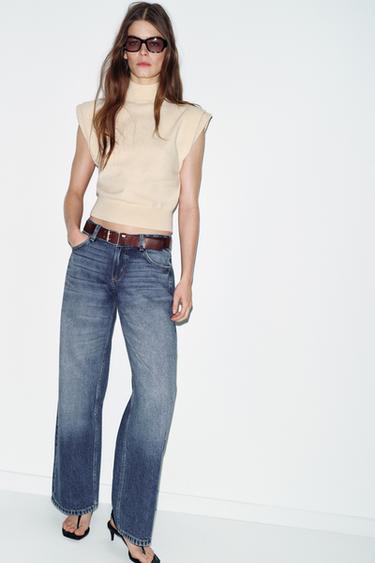 Zara Трикотажный топ с акцентированными плечами купить с доставкой.