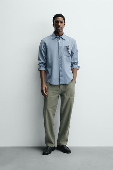 Рубашка с эффектом потертости из струящейся ткани