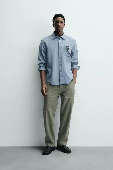 Рубашка с эффектом потертости из струящейся ткани