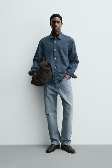 Рубашка из струящейся ткани с эффектом потертости