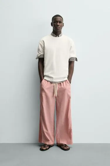 Брюки в полоску с контрастными лампасами- Заказать в России