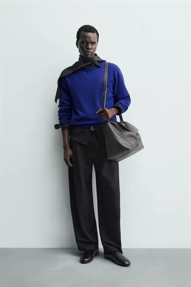 Брюки со складками и шерстью