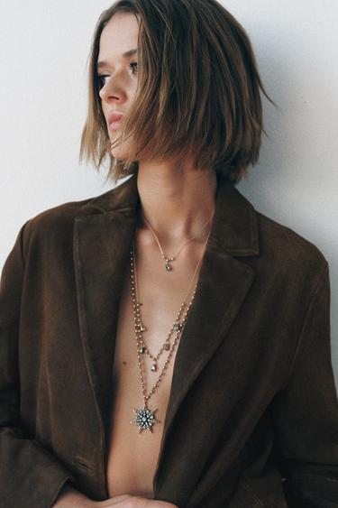 Zara Набор из 3 ожерелий с кристаллами и звездами купить с доставкой.