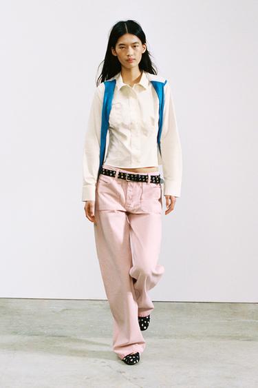 Zara Приталенная рубашка из поплина