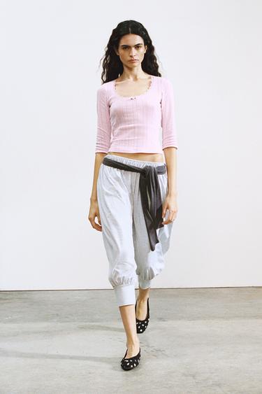 Zara Футболка с ажурной вязкой купить с доставкой.