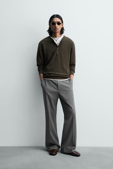 Zara Футболка с воротником на кнопках вафельного переплетения — LIMITED EDITION