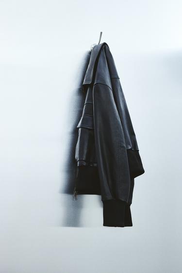 Zara Укороченная кожаная куртка ограниченной серии