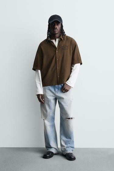 Zara Рубашка с вышивкой и свободным кроем