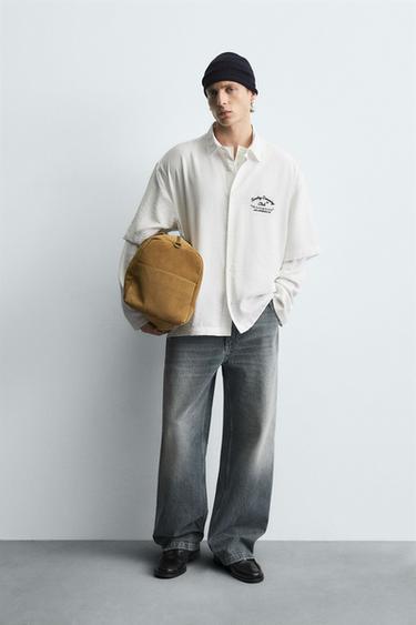 Zara Рубашка с вышивкой и летящими полами