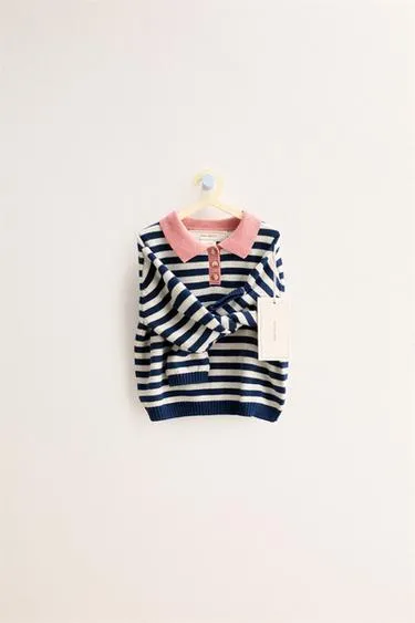 ZARA TIMELESS — свитер поло в полоску