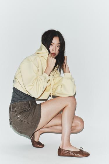 Zara Кожаные балетки с бантиком