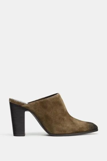 Мюли из спилка с эффектом потертости- Заказать в России