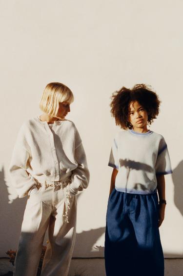 Zara Свитер с короткими рукавами с отделкой тай-дай