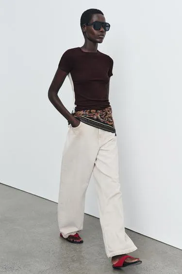 Комбинированная футболка с короткими рукавами- Заказать в России