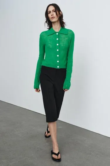 Кардиган с воротником поло- Заказать в России