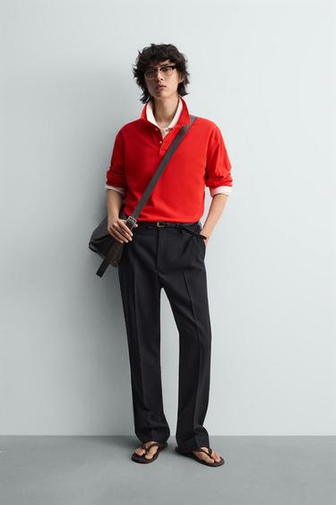 Поло классического кроя из рельефного пике