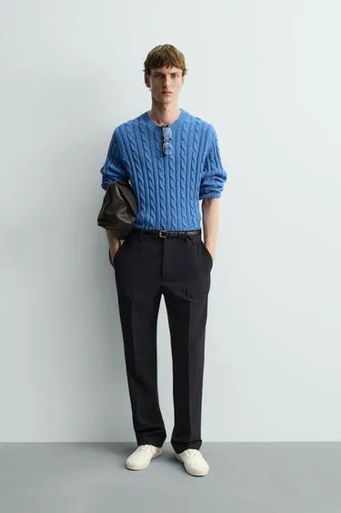 Свитер с узором «косы»- Заказать в России