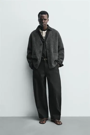 Кардиган из рельефной ткани с шерстью- Заказать в России