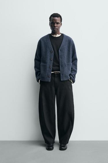 Кардиган из рельефной ткани с шерстью