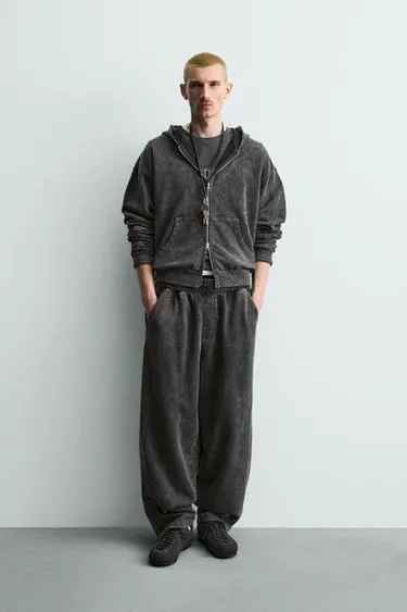 Толстовка с эффектом потертости на молнии с капюшоном- Заказать в России