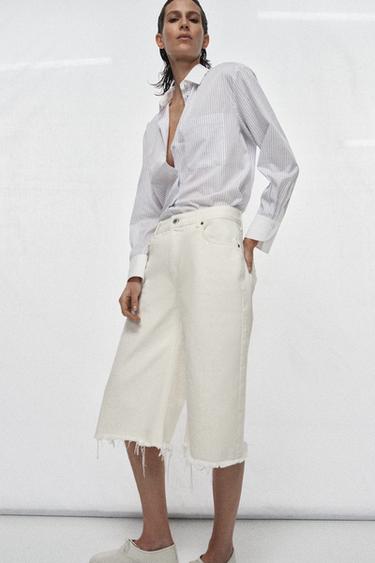 Zara Рубашка в полоску с контрастным воротником из коллекции ZW