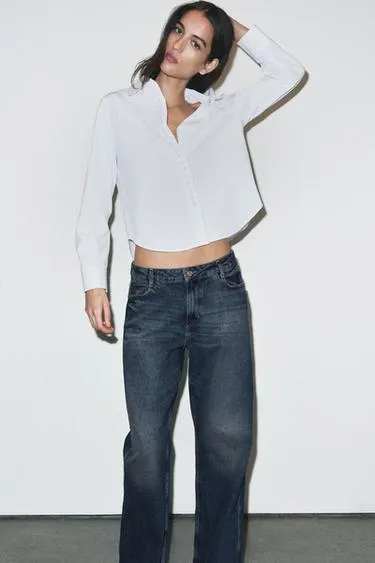 Рубашка из поплина с бусинами- Заказать в России