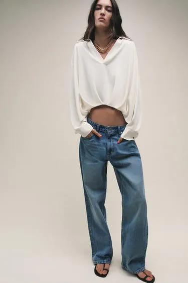 Рубашка с асимметричным низом и складками- Заказать в России