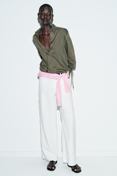 Zara Рубашка в полоску с завязками