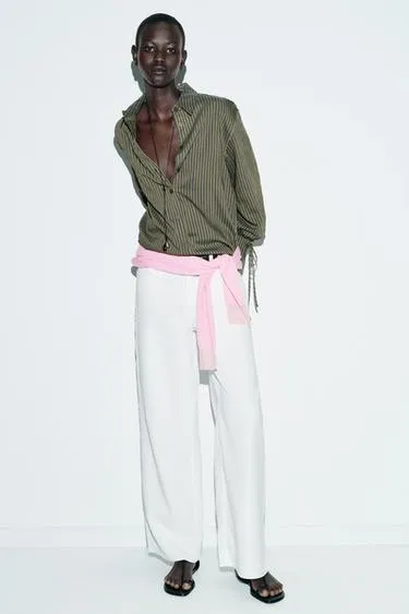 Рубашка в полоску с завязками- Заказать в России