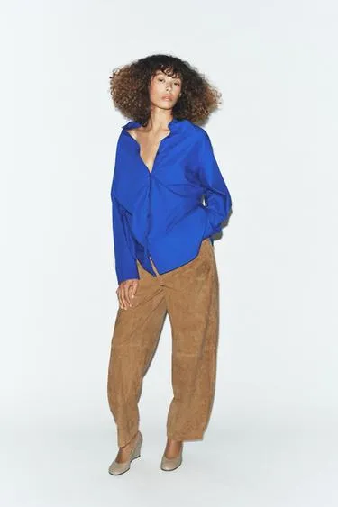 Рубашка из поплина с боковыми вытачками- Заказать в России