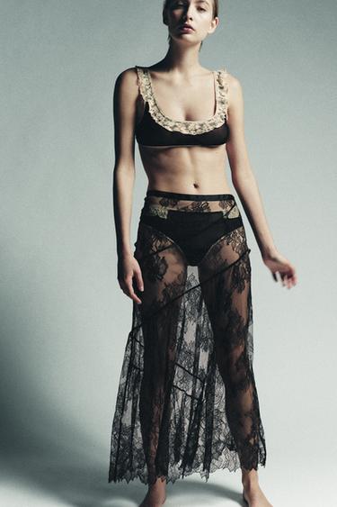 Zara Кружевная юбка миди