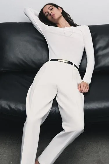 Прямые брюки с поясом- Заказать в России