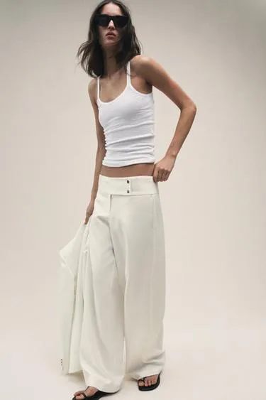 Брюки прямого кроя с низкой посадкой- Заказать в России