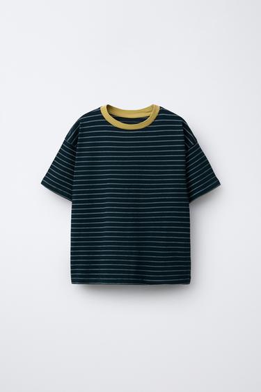 Zara Футболка в полоску с контрастным воротником