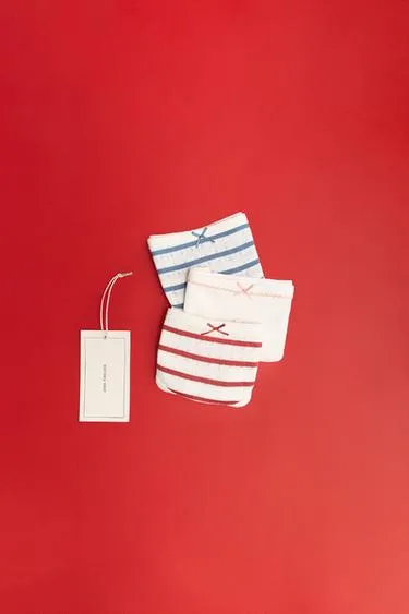 ZARA TIMELESS - набор из трех трусов POINTELLE в полоску