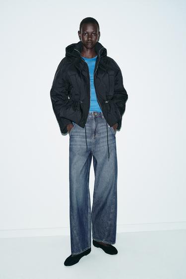 Zara Стеганая куртка с капюшоном купить с доставкой.