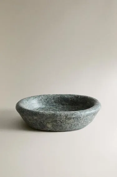 Зеленый конкавный мраморный поднос