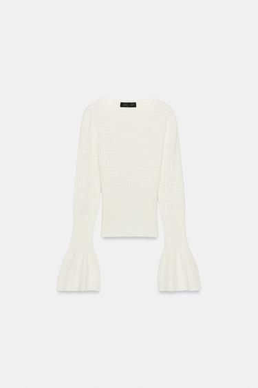 Zara Джерси вязаный кружевной рукав-колокол