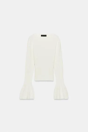 Джерси вязаный кружевной рукав-колокол