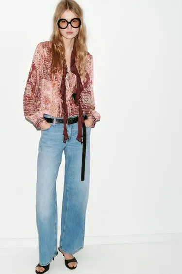 Блуза с принтом и бантом- Заказать в России