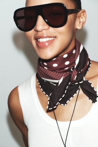 Zara Платок из вискозы 100% в горошек