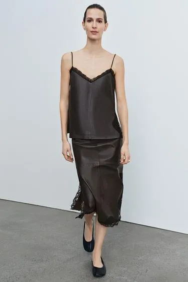 Коллекция ZW: топ из 100% кожи с кружевом — LIMITED EDITION