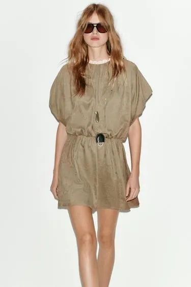 Короткое платье из искусственной замши- Заказать в России