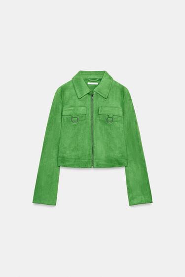 Zara Укороченная куртка из искусственной замши