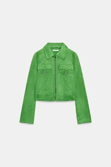 Укороченная куртка из искусственной замши- Заказать в России