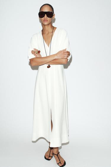 Zara Платье миди с объемными рукавами