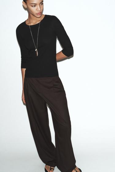 Zara Футболка из льна с эффектом потертости