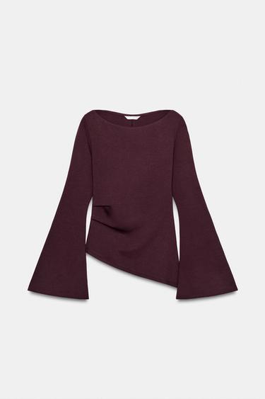 Zara Топ из интерлока с длинным рукавом